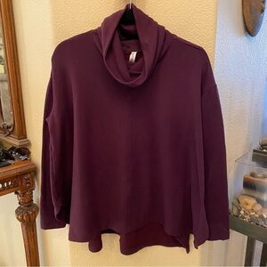 ATHLETA Women Purple Ethereal Brushed Funnel Neck Soft Oversized Top Size XS